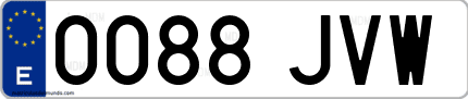 Ejemplo de matrícula de coche ordinaria 0088 JVW