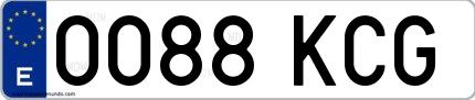 Ejemplo de matrícula española 0088 KCG