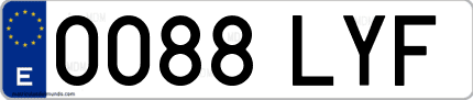 Ejemplo de matrícula de coche ordinaria 0088 LYF