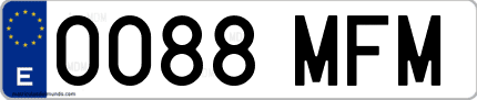 Ejemplo de matrícula de coche ordinaria 0088 MFM