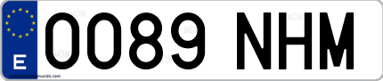 Ejemplo de matrícula de coche ordinaria 0089 NHM