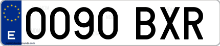 Ejemplo de matrícula de coche ordinaria 0090 BXR