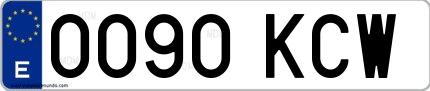 Ejemplo de matrícula española 0090 KCW