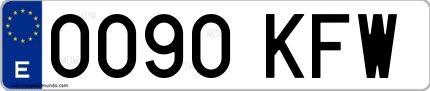 Ejemplo de matrícula española 0090 KFW