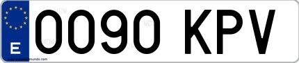 Ejemplo de matrícula española 0090 KPV