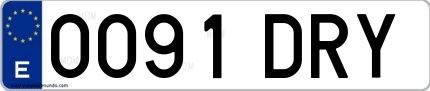 Ejemplo de matrícula española 0091 DRY