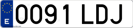 Ejemplo de matrícula de coche ordinaria 0091 LDJ