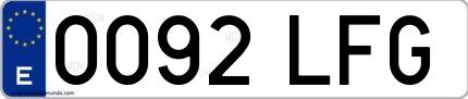 Ejemplo de matrícula española 0092 LFG
