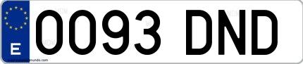 Ejemplo de matrícula española 0093 DND