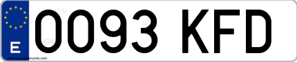 Ejemplo de matrícula de coche ordinaria 0093 KFD