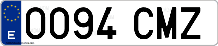 Ejemplo de matrícula de coche ordinaria 0094 CMZ