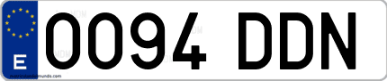 Ejemplo de matrícula de coche ordinaria 0094 DDN