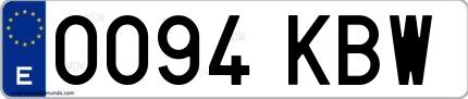 Ejemplo de matrícula española 0094 KBW