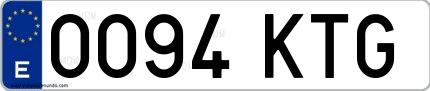 Ejemplo de matrícula española 0094 KTG