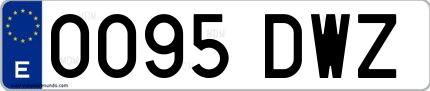 Ejemplo de matrícula española 0095 DWZ