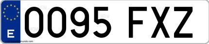 Ejemplo de matrícula española 0095 FXZ