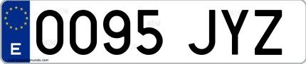 Ejemplo de matrícula española 0095 JYZ