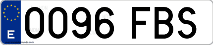 Ejemplo de matrícula de coche ordinaria 0096 FBS