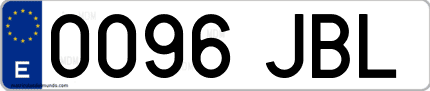 Ejemplo de matrícula de coche ordinaria 0096 JBL
