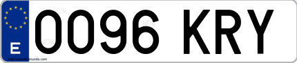 Ejemplo de matrícula de coche ordinaria 0096 KRY