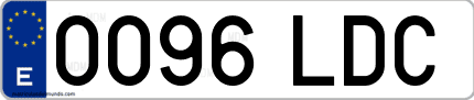 Ejemplo de matrícula de coche ordinaria 0096 LDC