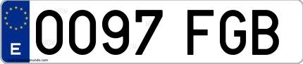 Ejemplo de matrícula española 0097 FGB