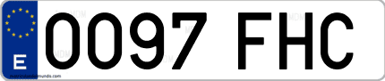 Ejemplo de matrícula de coche ordinaria 0097 FHC