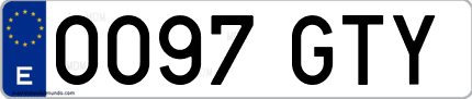 Ejemplo de matrícula de coche ordinaria 0097 GTY