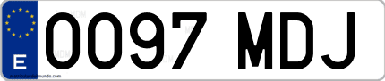Ejemplo de matrícula de coche ordinaria 0097 MDJ