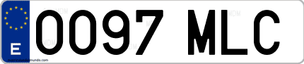 Ejemplo de matrícula de coche ordinaria 0097 MLC