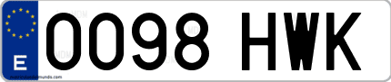 Ejemplo de matrícula de coche ordinaria 0098 HWK