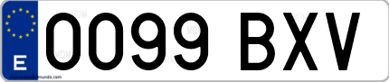 Ejemplo de matrícula de coche ordinaria 0099 BXV
