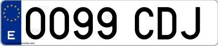 Ejemplo de matrícula española 0099 CDJ