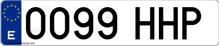 Ejemplo de matrícula de coche ordinaria 0099 HHP
