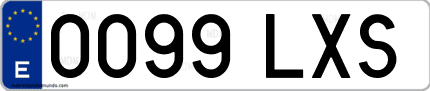 Ejemplo de matrícula de coche ordinaria 0099 LXS