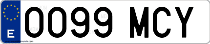 Ejemplo de matrícula de coche ordinaria 0099 MCY