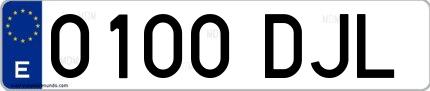 Ejemplo de matrícula española 0100 DJL