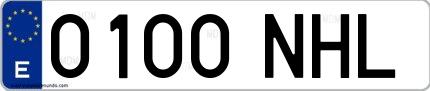 Ejemplo de matrícula española 0100 NHL