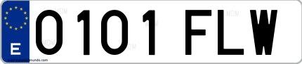 Ejemplo de matrícula española 0101 FLW