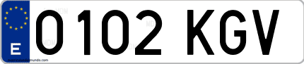 Ejemplo de matrícula de coche ordinaria 0102 KGV