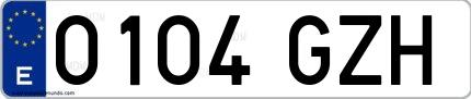 Ejemplo de matrícula española 0104 GZH