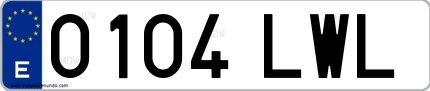 Ejemplo de matrícula española 0104 LWL
