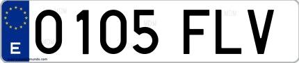 Ejemplo de matrícula española 0105 FLV