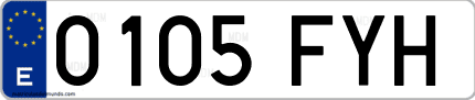 Ejemplo de matrícula de coche ordinaria 0105 FYH