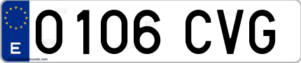 Ejemplo de matrícula de coche ordinaria 0106 CVG