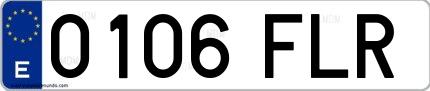 Ejemplo de matrícula de coche ordinaria 0106 FLR