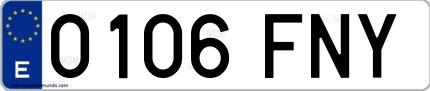 Ejemplo de matrícula española 0106 FNY