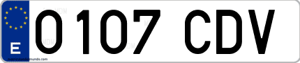 Ejemplo de matrícula de coche ordinaria 0107 CDV