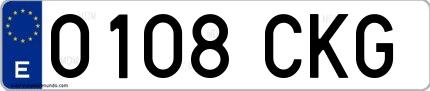 Ejemplo de matrícula española 0108 CKG