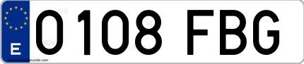Ejemplo de matrícula española 0108 FBG